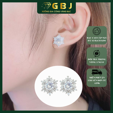Bông Tai Hoa Tuyết 6 Cánh 4li5 Chuẩn Bạc 925 - GBJ48999 - Gia Bảo Jewelry