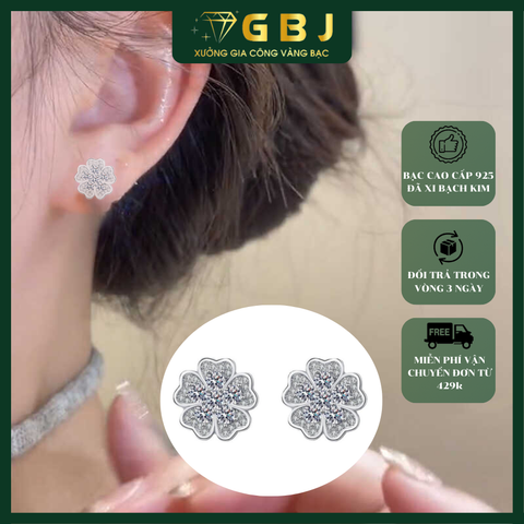 Bông Tai 5 Cánh 5 Chấu Cao Cấp Chuẩn Bạc 925 - GBJ49176 - Gia Bảo Jewelry