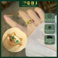 Nhẫn Mèo Đeo Kính Cute Bạc 925 Xi Vàng - GBJ49330 - Gia Bảo Jewelry