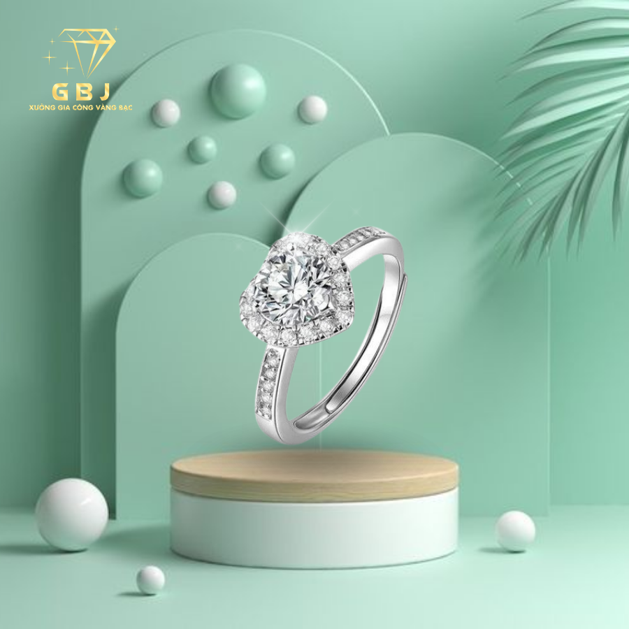Nhẫn Nữ Tim Viền Đá Chuẩn Bạc 925  - GBJ49416 - Gia Bảo Jewelry (Có Xi Kim)
