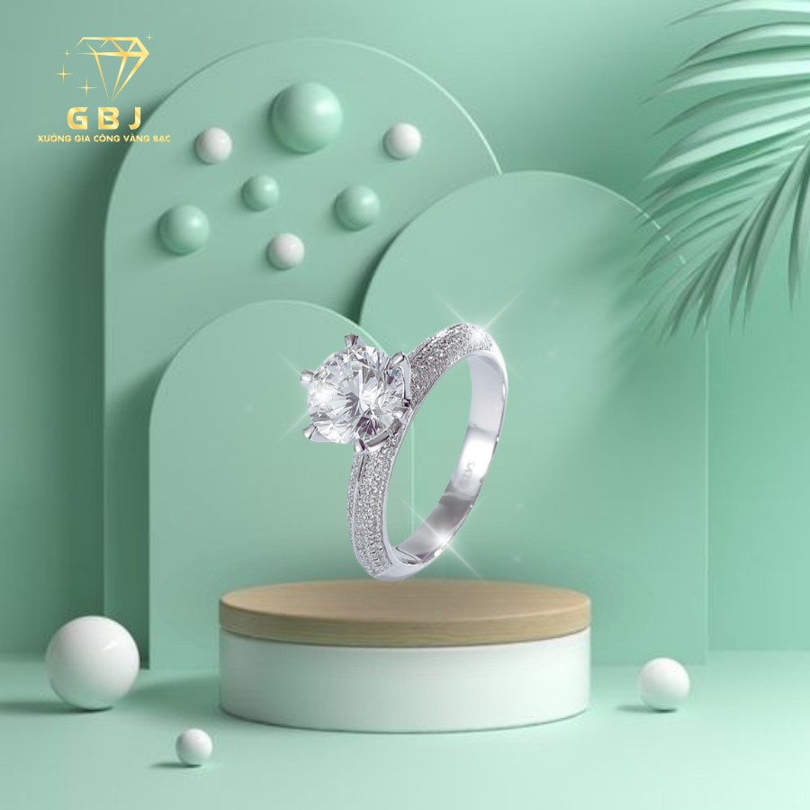 Nhẫn Viền Đôi 6 Chấu Đá 6li5 (Freesize 10 -14) Chuẩn Bạc 925 - GBJ49428 - Gia Bảo Jewelry