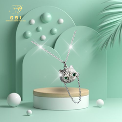 Dây Chuyền Mặt Mèo Đeo Kính Dễ Thương Chuẩn Bạc 925 - GBJ49478 - Gia Bảo Jewelry
