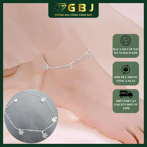Lắc Chân Kiểu Hoa Tuyết Xinh Xắn Chuẩn Bạc 925 - GBJ49477 - Gia Bảo Jewelry