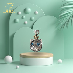 Mặt Dây Mèo Đội Vương Miệng Xinh Xắn Chuẩn Bạc 925 - GBJ49483 - Gia Bảo Jewelry