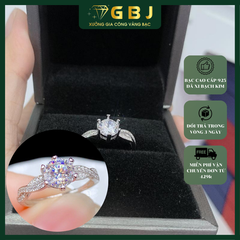Nhẫn Nữ Viền Đôi Kiểu Xoắn 6 Chấu Chuẩn Bạc 925 - GBJ49488 - Gia Bảo Jewelry (Có Xi Kim)