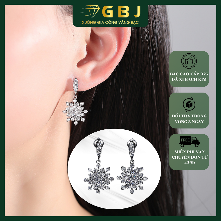 Bông Tai Khoen TT Hoa Tuyết Cao Cấp Chuẩn Bạc 925 - GBJ49542 - Gia Bảo Jewelry