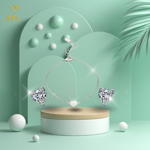 Combo bông tai lắc tay tim - GBJ49860 + GBJ44148 - Gia Bảo Jewelry