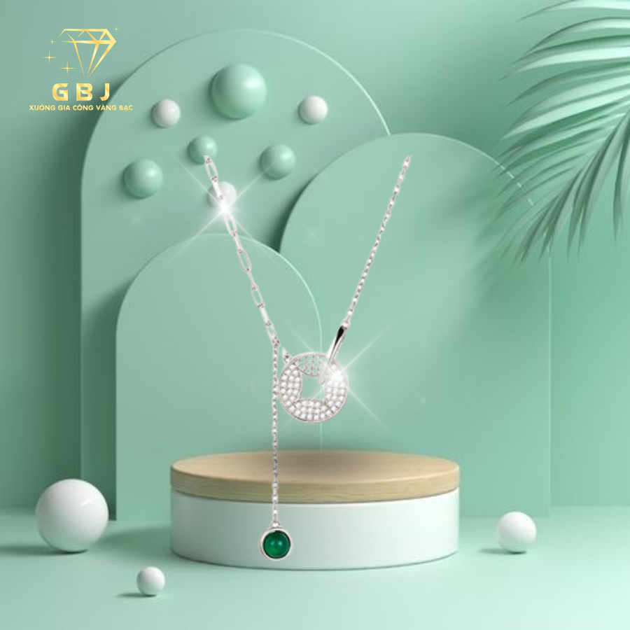 Dây Chuyền LM TT Đính Đ.á Xanh -GBJ49917-Gia Bảo Jewelry