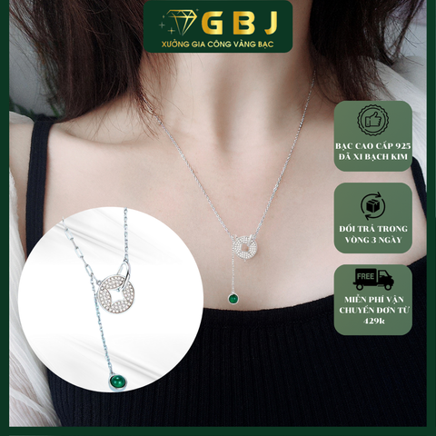 Dây Chuyền LM TT Đính Đ.á Xanh -GBJ49917-Gia Bảo Jewelry
