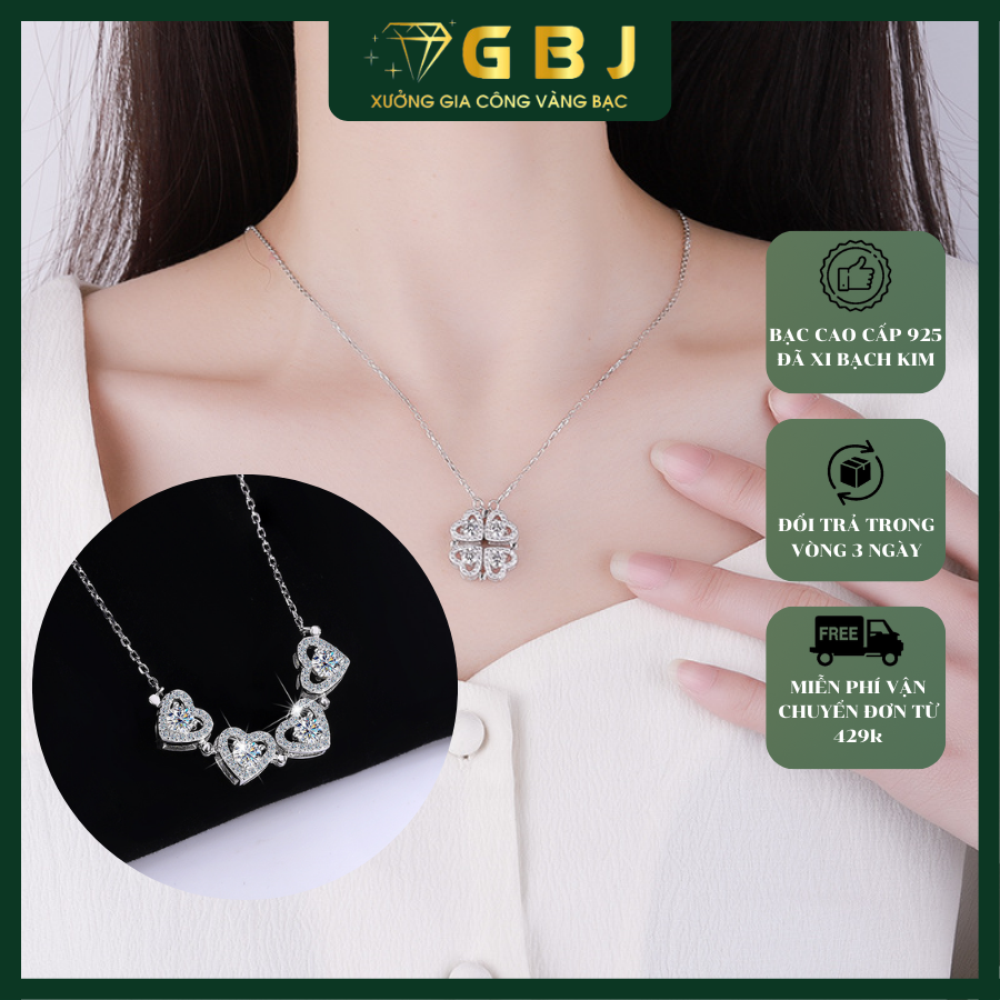 Dây Chuyền Mặt Tim 4li 4 cánh 2 Kiểu 2K02-GBJ49923-Gia Bảo Jewelry (Có Xi Kim)