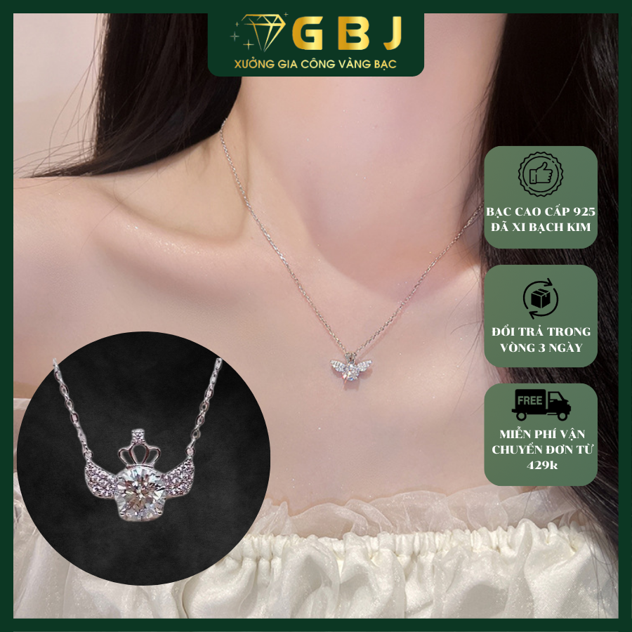 Dây Chuyền Nữ LM Đôi Cánh Thiên Thần Moissanite Chuẩn Bạc 925 - GBJ44922 - Gia Bảo Jewelry (Có Xi Kim)
