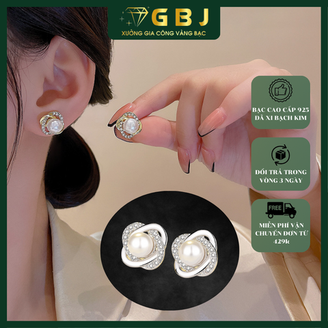 Bông Tai Nữ 4 Cánh N.g.ọ.c T.r.a.i - GBJ50884 - GIa Bảo Jewelry (Có Xi Kim)