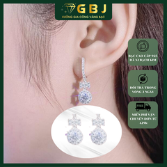 Bông Tai Tòn Ten Nơ Tròn Đính Đá Cao Cấp Chuẩn Bạc 925 - GBJ47983 - Gia Bảo Jewelry