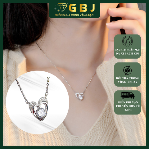 Dây Chuyền LM Tim Đôi X.K (4T4) -GBJ52196 - Gia Bảo Jewelry