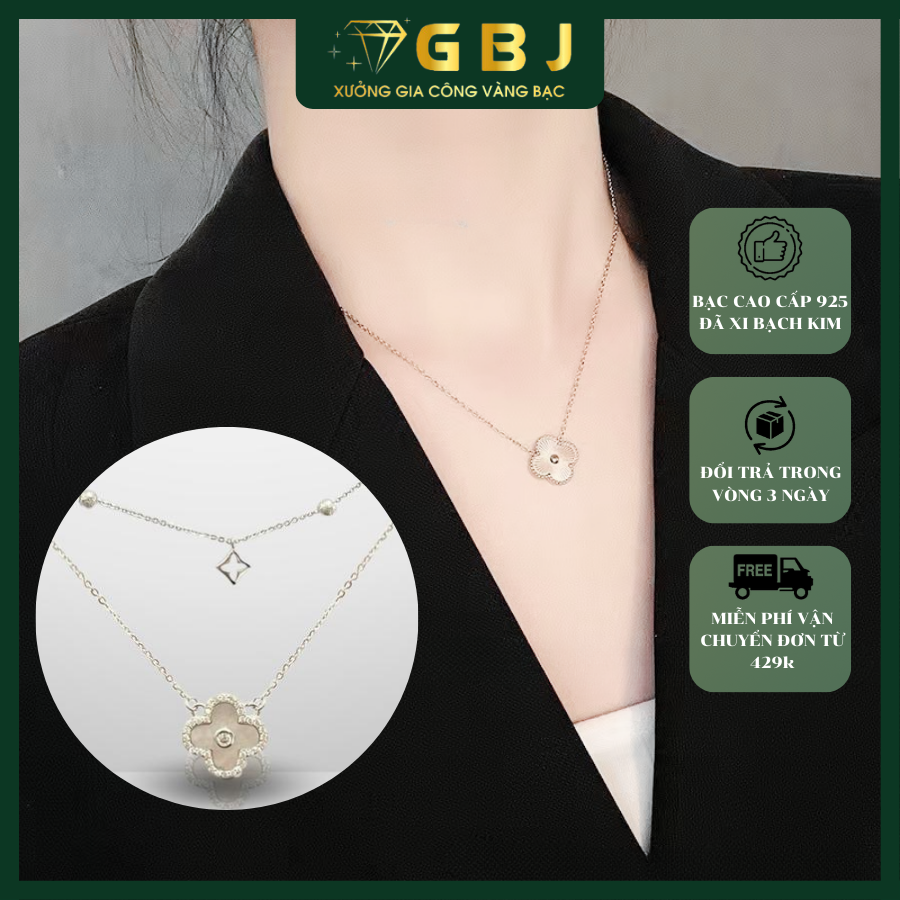 Dây Chuyền LM 4 Cánh Viền Đ.á X.K (4T5) - GBJ52201 - Gia Bảo Jewelry