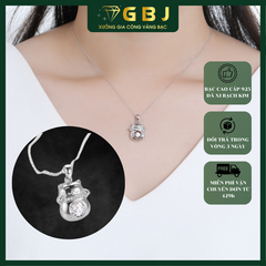 Dây Chuyền LM Mèo Viền Đ.á X.K (4T4) -GBJ52205 - Gia Bảo Jewelry (Có Xi Kim)