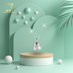 Dây Chuyền LM Mèo Viền Đ.á X.K (4T4) -GBJ52205 - Gia Bảo Jewelry (Có Xi Kim)