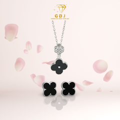 Combo dây chuyền bông tai cỏ 4 lá may mắn (chốt đẩy) GBJ52209 + GBJ36392 - Gia Bảo Jewelry