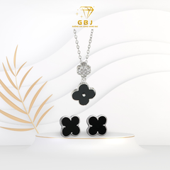 Combo dây chuyền bông tai cỏ 4 lá may mắn (chốt đẩy) GBJ52209 + GBJ36392 - Gia Bảo Jewelry