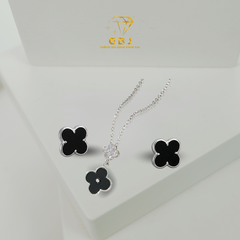 Combo dây chuyền bông tai cỏ 4 lá may mắn (chốt đẩy) GBJ52209 + GBJ36392 - Gia Bảo Jewelry