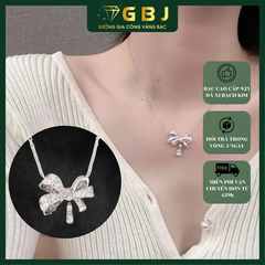 Dây Chuyền Nữ LM Nơ Viền Đá X.K 4T5 -GBJ52313- Gia Bảo Jewelry (Có Xi Kim)
