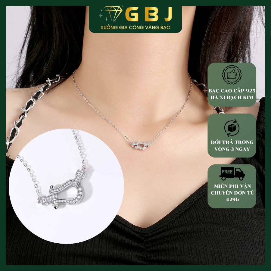 Dây Chuyền Khoá Kiểu Viền Đ.á LM X.i K.i.m - GBJ52314 - Gia Bảo Jewelry (Có Xi Kim)