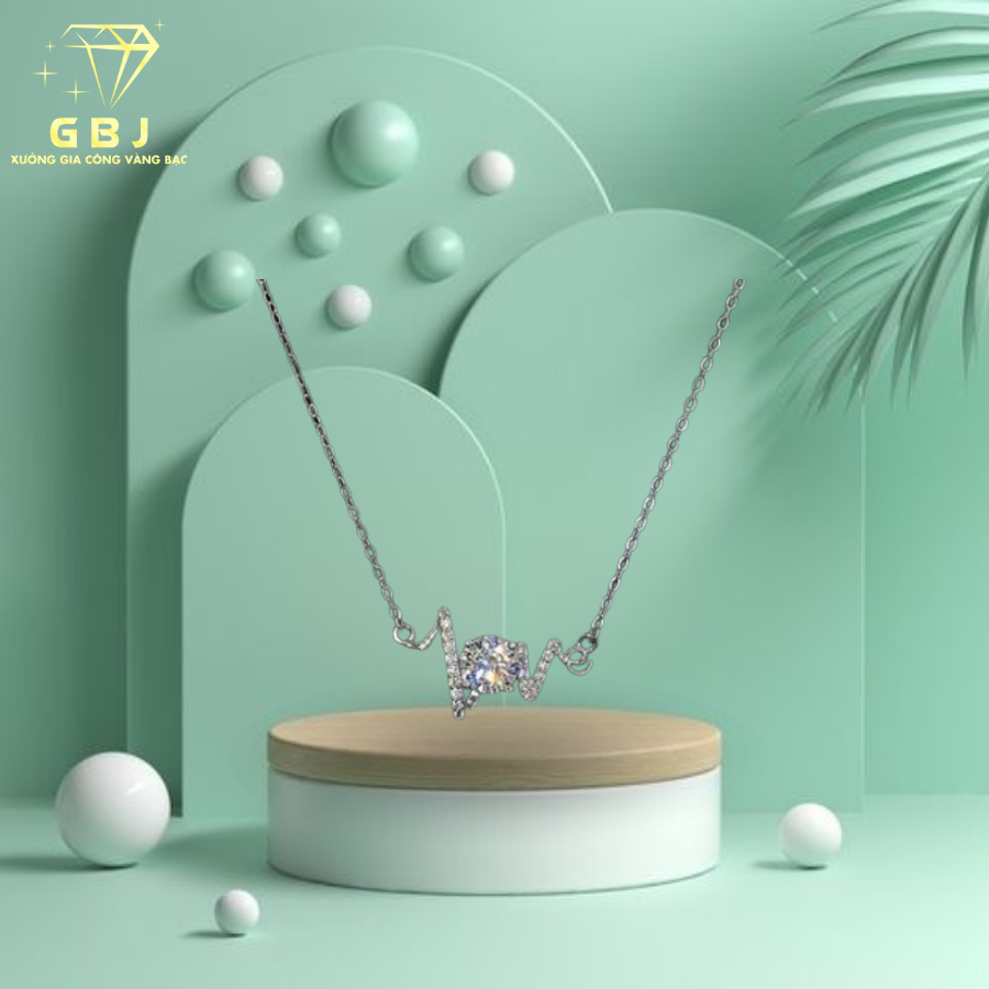 Dây Chuyền Bạc LM Nhịp Tim M.O.I 6li - GBJ53352- Gia Bảo Jewelry