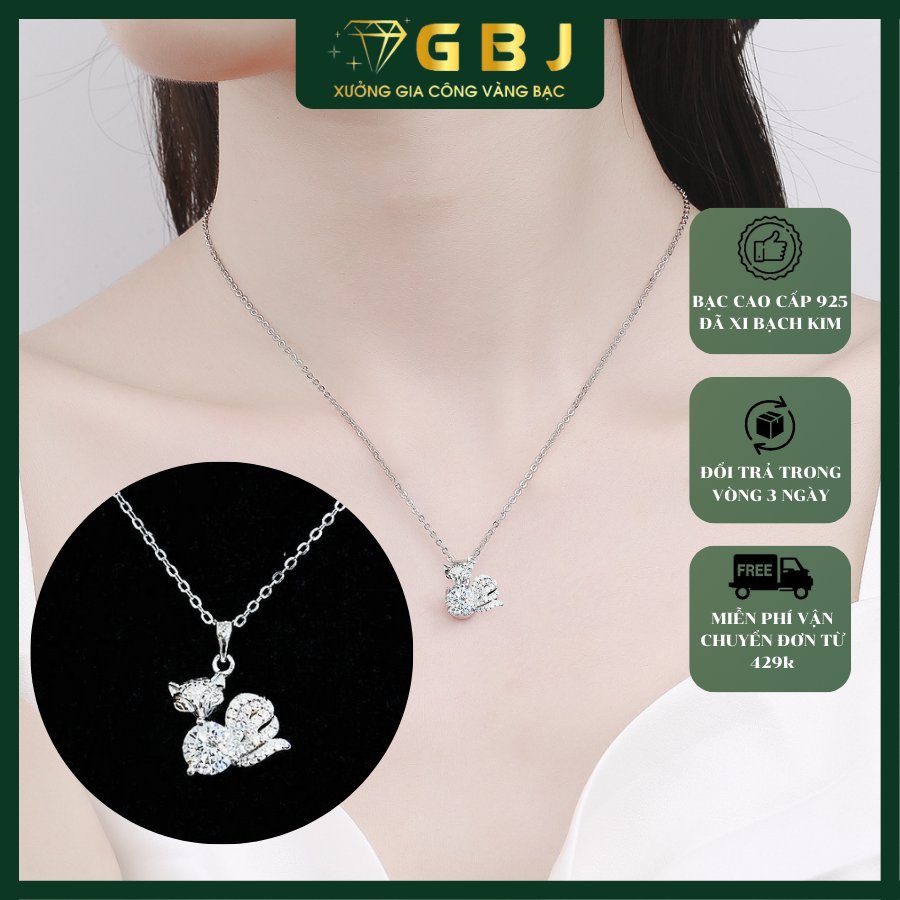 Dây Chuyền Bạc Mặt Hồ Ly 3 Chấu M.O.I 6li - GBJ53342 - Gia Bảo Jewelry