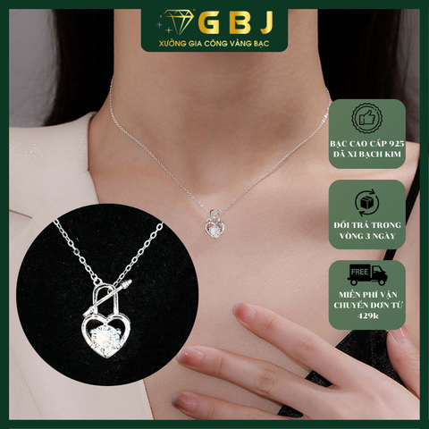 Dây Chuyền Bạc Mặt Ổ Khoá Trái Tim M.O.I 6li - GBJ53346- Gia Bảo Jewelry (Có Xi Kim)