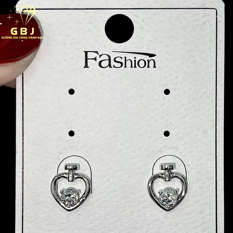 Hoa Tai Bạc Ý Hình Tim X.K - GBJ53353- Gia Bảo Jewelry