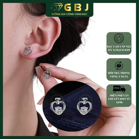 Hoa Tai Bạc Ý Hình Tim X.K - GBJ53353- Gia Bảo Jewelry