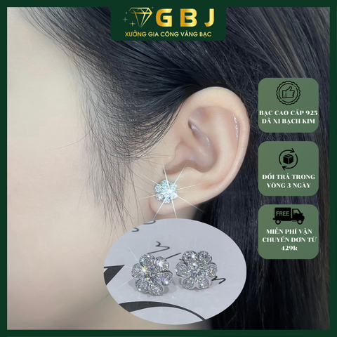 Hoa Tai Bạc Hình Hoa 6 Cánh (X.K) Viên Chủ 4Li5 - GBJ53594 - Gia Bảo Jewelry (Có Xi Kim)