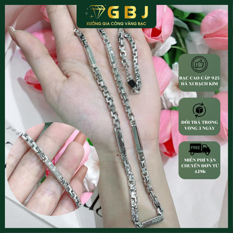 Dây Chuyền Bạc Mắc Xích Chạm Khắc K-im T-iền (X-i Kim) 5T4 - GBJ54002 - Gia Bảo Jewelry