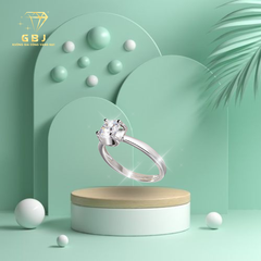 Nhẫn Bạc Nữ 4 Chấu Chữ U Đơn Giản Đá MOIS 6LI (freesize) - GBJ54141 - Gia Bảo Jewelry (Có Xi Kim)