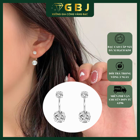 Hoa Tai Bạc TT Đôi Đính Đá 01 6li5-4li5 - GBJ54231 - Gia Bảo Jewelry