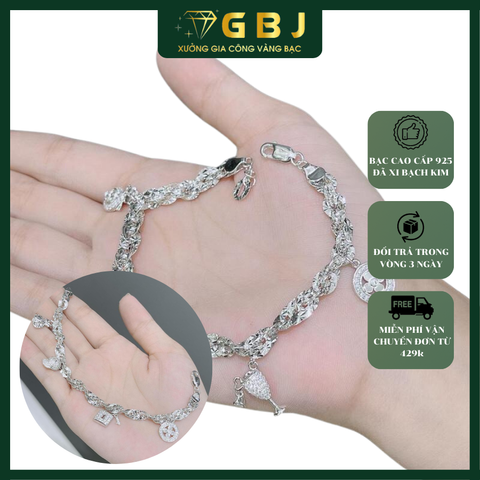 Lắc Tay Bạc Xoắn Charm (X.K) - GBJ54361 - Gia Bảo Jewelry (Có Xi Kim)