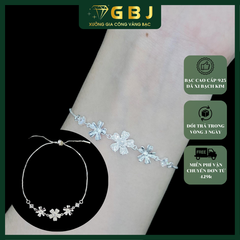 Lắc Tay Bạc Mix Hoa 5 Cánh Tròn Dạng Rút (freesize) - GBJ54895 - Gia Bảo Jewelry (Có Xi Kim)