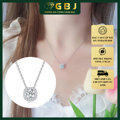 Dây Chuyền Mặt Vuông Viền Đá Cao Cấp 7Li (Độ Dài 4 Tấc 4) - Bạc 925 - Đã Xi Bạch Kim - Thiết Kế Đơn Giản, Thanh Lịch, Dành Cho Phái Đẹp - GBJ56311 - Gia Bảo Jewelry