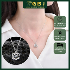 Dây Chuyền Mặt Trái Tim Tam Giác Lồng Ghép Đá CZ Thụy Sĩ Cao cấp 4Li (Độ Dài 4 Tấc 5) - Bạc 925 Đã Xi Bạch Kim - Thiết Kế Tinh Xảo, Sang Trọng Quyến Rũ - Thời Thượng  - GBJ56403 - Gia Bảo Jewelry