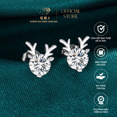 Hoa Tai Nữ Hình Tuần Lộc Đính Đá Cao Cấp Viên Chủ 6Li3 (chốt đẩy) - Bạc 925 Đã Xi Bạch Kim - Kiểu Dáng Độc Đáo, Ấn Tượng, Dành Cho Nữ  - GBJ46325 -  Gia Bảo Jewelry
