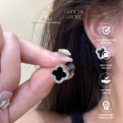 Bông Tai Hoa 4 Cánh Viền Đá Cao Cấp Chuẩn Bạc 925 - GBJ47753 - Gia Bảo Jewelry