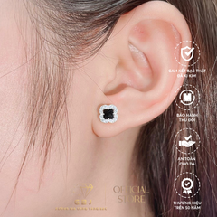 Bông Tai Hoa 4 Cánh Viền Đá Cao Cấp Chuẩn Bạc 925 - GBJ47753 - Gia Bảo Jewelry