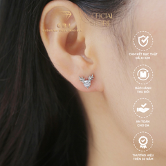 Hoa Tai Nữ Hình Tuần Lộc Đính Đá Cao Cấp Viên Chủ 6Li3 (chốt đẩy) - Bạc 925 Đã Xi Bạch Kim - Kiểu Dáng Độc Đáo, Ấn Tượng, Dành Cho Nữ  - GBJ46325 -  Gia Bảo Jewelry