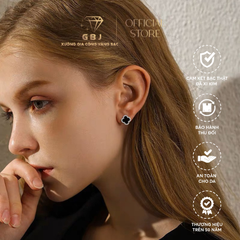 Bông Tai Hoa 4 Cánh Viền Đá Cao Cấp Chuẩn Bạc 925 - GBJ47753 - Gia Bảo Jewelry