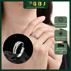 Nhẫn Chữ X Đính Đá (Freesize) Chuẩn Bạc 925 - GBJ48178 - Gia Bảo Jewelry (Có Xi Kim)