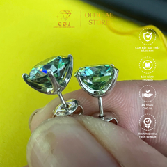 Bông Tai 4 Chấu Vỏ Xoàn Moissanite Xanh 58 Giác Chuẩn Bạc 925 - Gia Bảo Jewelry