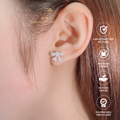 Bông Tai Hình Nơ Đính Đá Cao Cấp Chuẩn Bạc 925 - GBJ47421 - Gia Bảo Jewelry (Có Xi Kim)