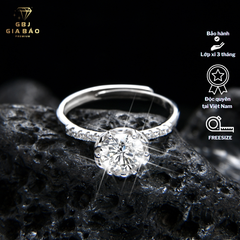 Nhẫn Xoàn Hoa 6 Chấu Cao Cấp (Freesize) Chuẩn Bạc 925 - GBJ47501 - Gia Bảo Jewelry (Có Xi Kim)