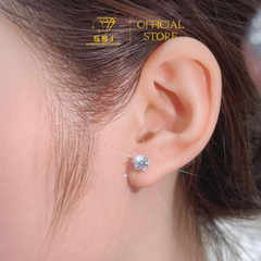 Hoa Tai Bạc Vỏ Xoàn 4 Chấu Đá Moissanite Viên Chủ 6Li3 (chốt đẩy)(chốt vặn) - tặng Hộp Cao Cấp