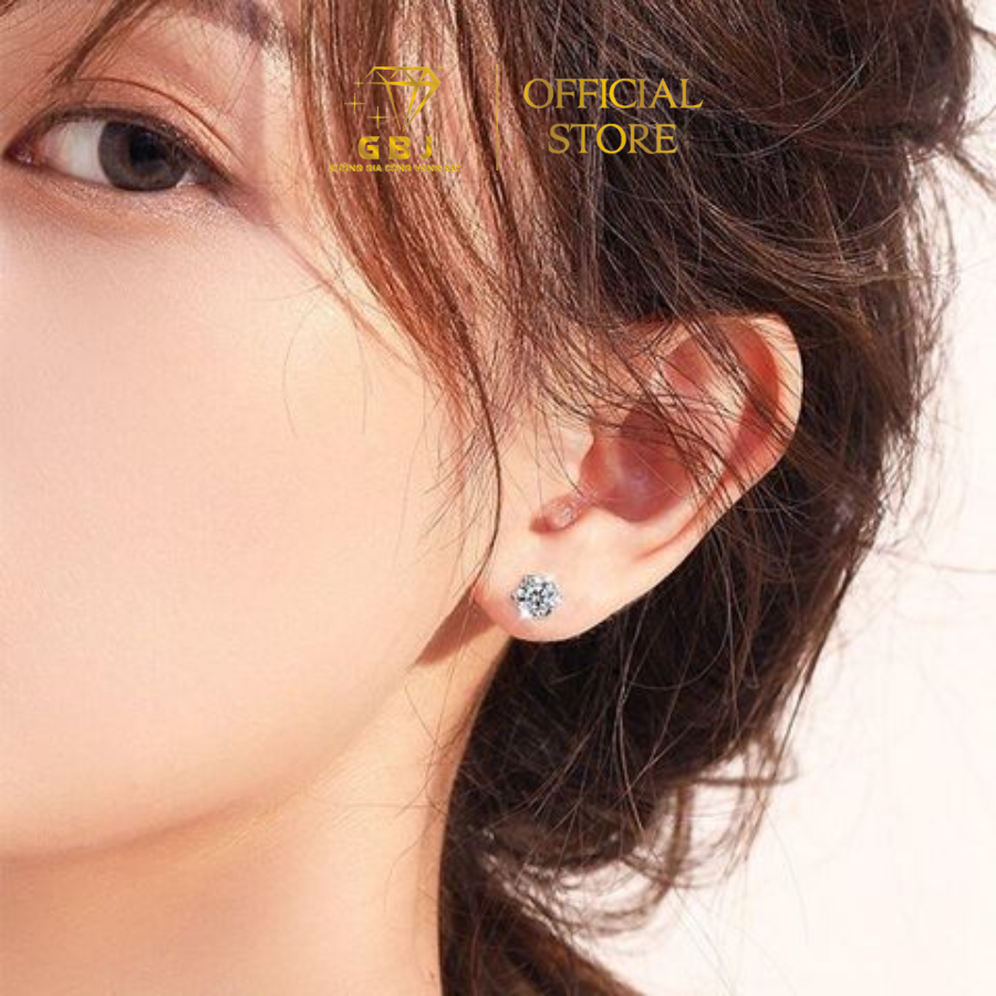 Hoa Tai Bạc Vỏ Xoàn 4 Chấu Đá Moissanite Viên Chủ 6Li3 (chốt đẩy)(chốt vặn) - tặng Hộp Cao Cấp